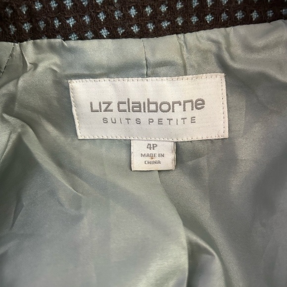 Liz Claiborne Suits Petite Brown & Sky Blue Blazer Double Breas •Used • Size: 4P - Picture 6 of 6